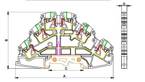 OPK 3- 2,5mm² YAY BAĞLANTILI ÜÇ KATLI TOPRAKLI RAY KLEMENS