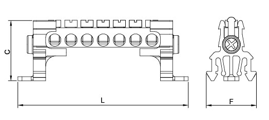 7x12mm² 2/5 TEK KUTUPLU DAĞITICI ÜNİTE,KAPAKSIZ