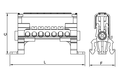 6.5x9mm² 2/20=22 TEK KUTUPLU DAĞITICI ÜNİTE,KAPAKLI