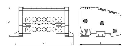 6,5x9mm² 10 ÜÇ KUTUPLU DAĞITICI ÜNİTE, KAPAKLI (ALÇAK TİP)