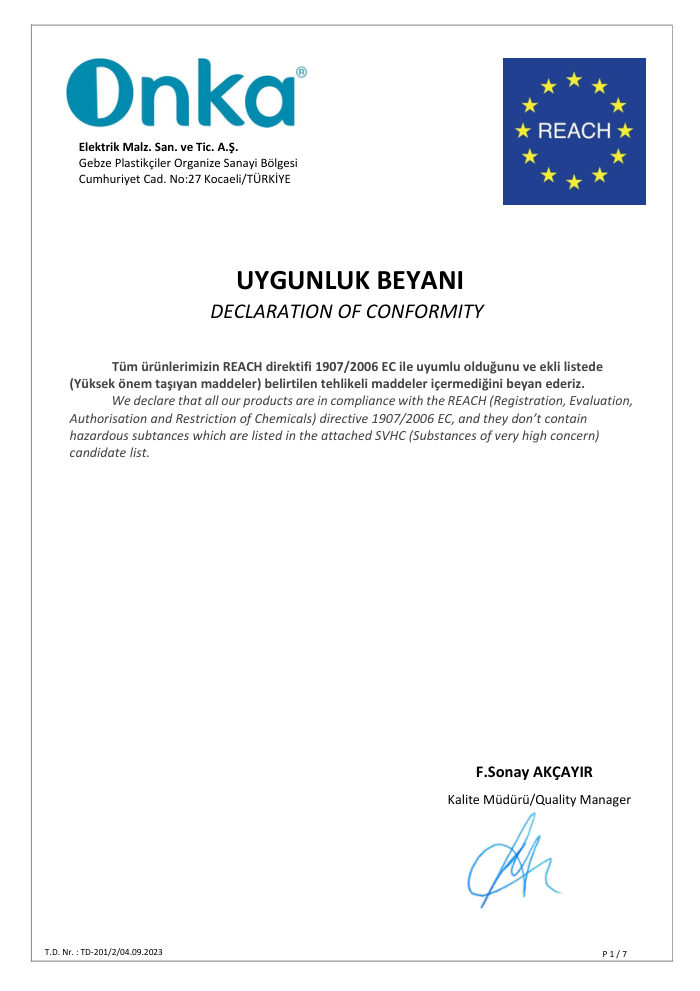 REACH Beyanı