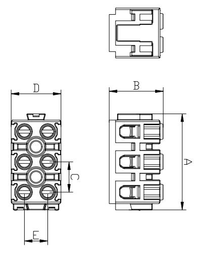 NO:1-3'LÜ MODÜL CİHAZ KLEMENS GRİ - Teknik Çizim