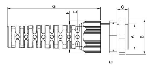 PG-11 SPİRAL KABLO RAKORU IP68 GRİ - Teknik Çizim