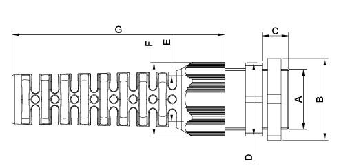 M16x1,5 SPİRAL KABLO RAKORU IP68 GRİ - Teknik Çizim